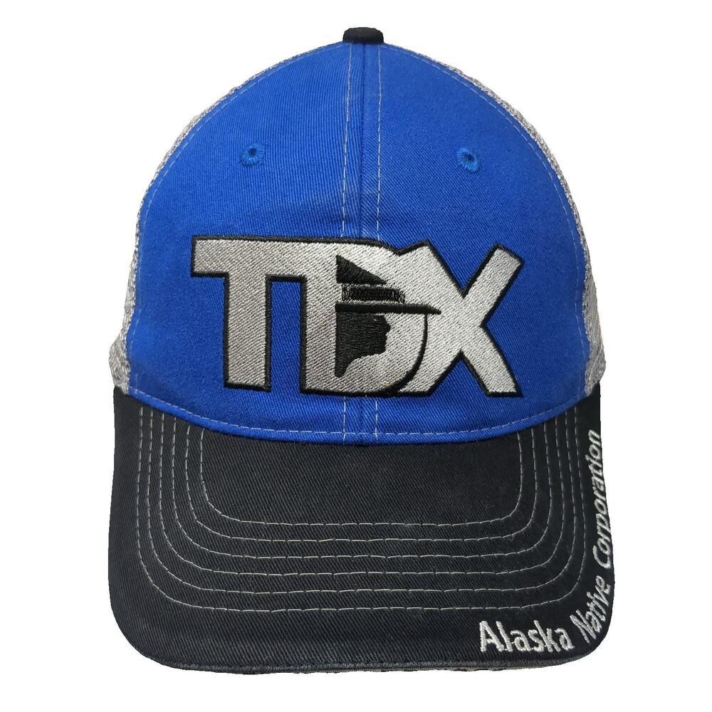 Vie Trucker Hat Blue Black Gray One Size Alaska Native Corp TDX USA Flag